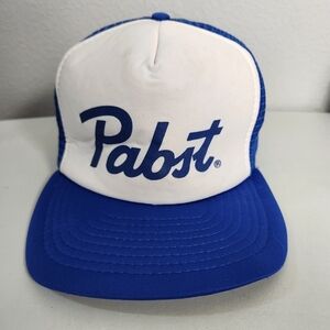 Vintage Pabst PBR Beer Blue and White Snapback Trucker Hat